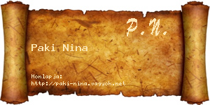 Paki Nina névjegykártya